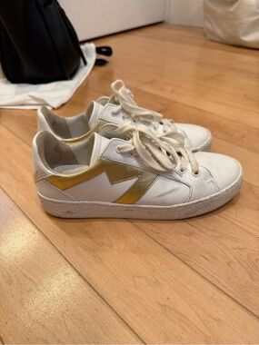 Maje Gold and White Sneakers